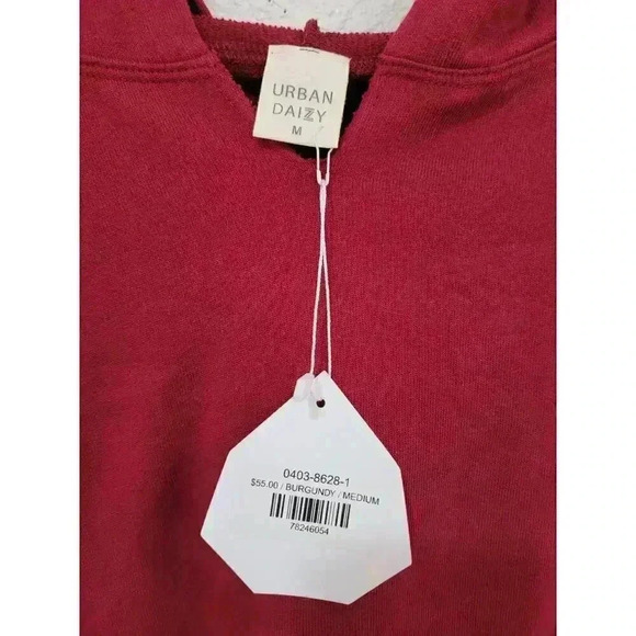 Urban Daisy Maroon‎ Crop Hooded Sweatshirt Womens size medium #7 - Picture 2 of 3
